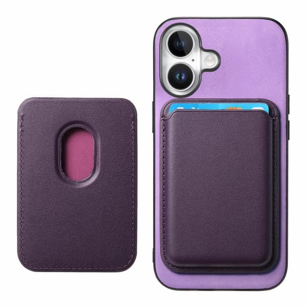 iPhone 17 Retro Magsafe Kortväska PU Bakskal Purpur