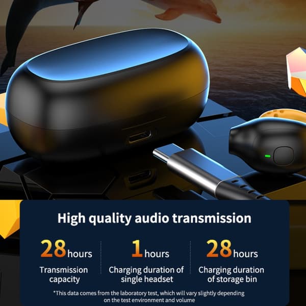 R18 LED Digital Display Trådlös Öronklämma Brusreducerande Bluetooth-headset Vit Gul