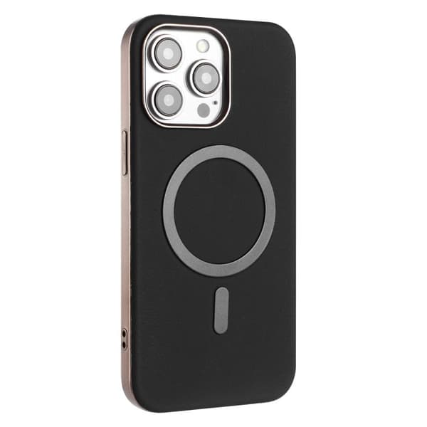 iPhone 16 Pro Max Solid Color Pläterad MagSafe Full Coverage Skal Svart