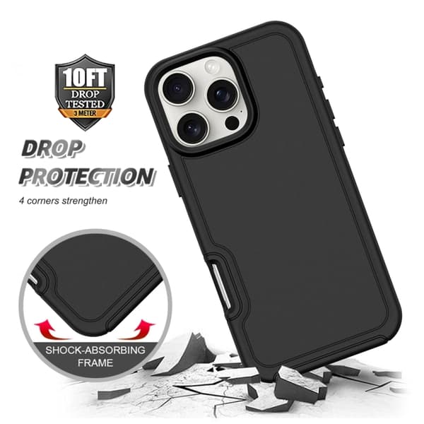 iPhone 16 Pro Max Shockproof MagSafe Armor PC Hybrid TPU Skal Svart