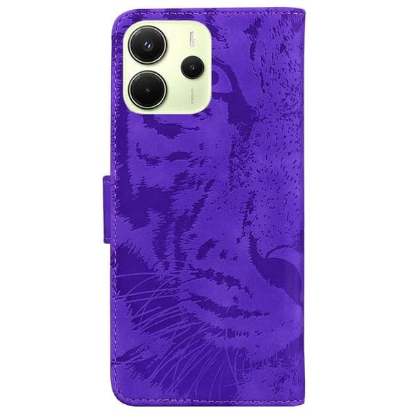 Redmi Note 14 4G - Läderfodral med Tigerprägling Purpur