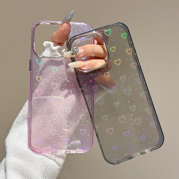 iPhone 16 Pro 3D Hjärta IMD Hybrid TPU Skal Vit