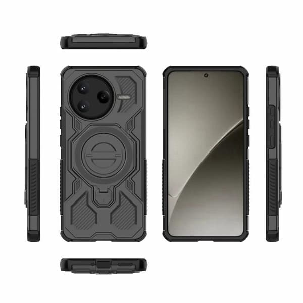 Redmi K80 J-20 - Solid Färgad MagSafe Magnetisk TPU+PC Mobilskal Svart