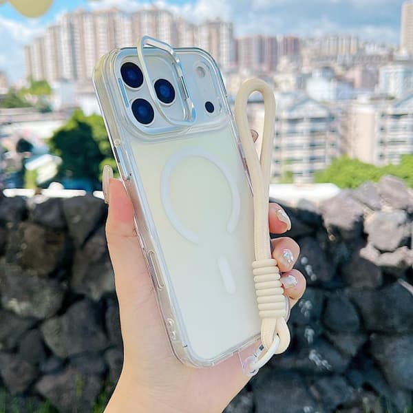 iPhone 18 Pro Max / iPhone 17 Pro Max Skal med Gradientfärg och MagSafe, inklusive Hållare / Handledsrem Vit