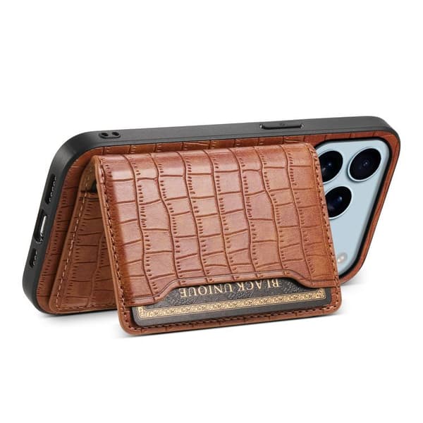 iPhone 18 Pro Max / iPhone 17 Pro Max Skal med Krokodiltextur och Fullt Skyddande Design Brun