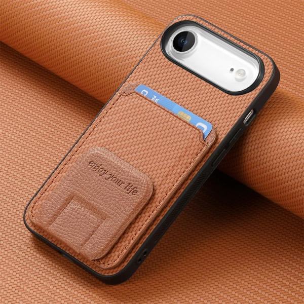 iPhone 17 Air Skal - Kolfiber med Fällbart Ställ Brun