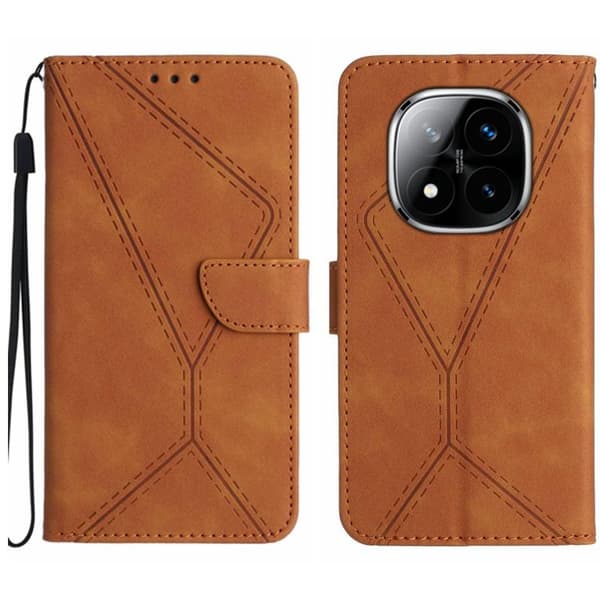 Redmi Note 14 Pro 4G - Stitchat Prägling Läderfodral Brun