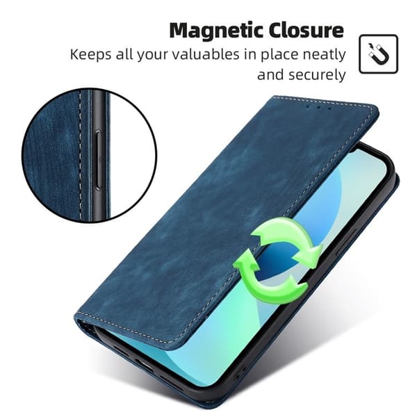 iPhone 16 Pro RFID Antistöld Borst Magnetisk Läder Skal - Fodral Blå