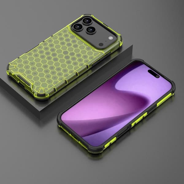 iPhone 18 Pro / iPhone 17 Pro Skal med Honungskombination och Stötskydd Grön