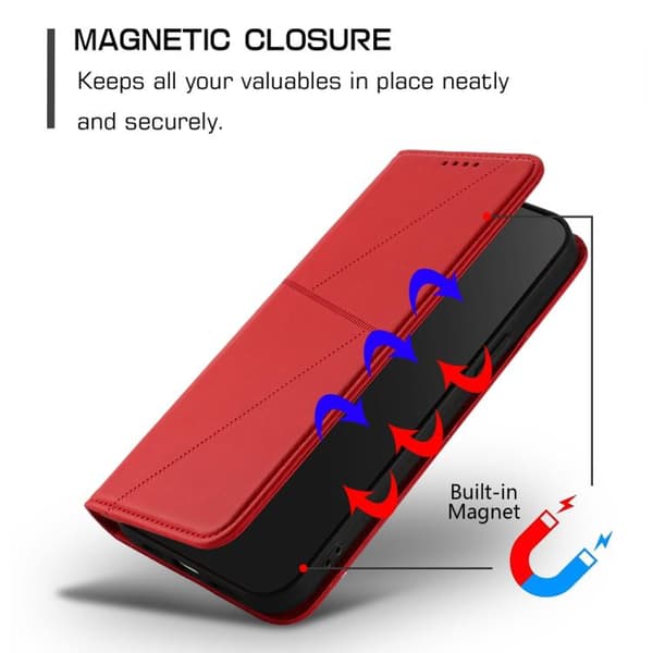Redmi Note 14 Pro+, Stark Magnetisk Frostad Flip Läderfodral Röd