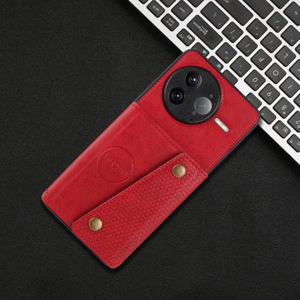 Redmi K80 Pro - Dubbelspänne Kortfack Magnetiskt Mobilskal Röd
