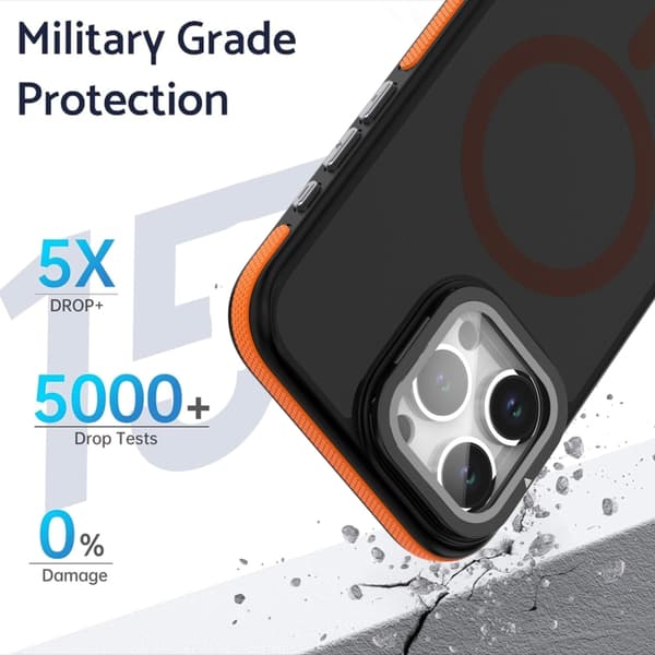 iPhone 16 Pro Max Magsafe Dual-Färg Skal med Linsskydd och Linshållare Blå