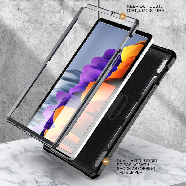 Samsung Galaxy Tab S7/S8 Explorer PC + TPU Skyddsfodral med Penna Grå