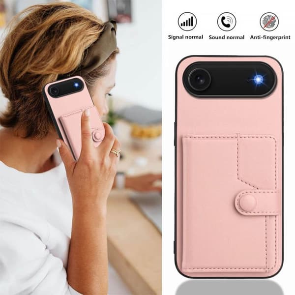 iPhone 17 Air Skal med RFID-skydd och kortfack Rosa