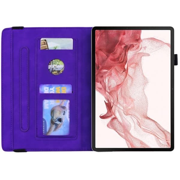 Samsung Galaxy Tab S9 FE Prägad Läderfodral Lila