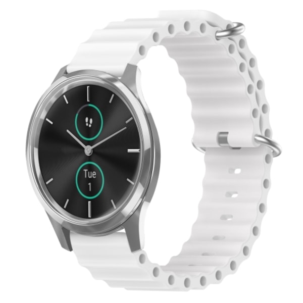 För Garminmove Luxe 20mm Ocean Style Silikon Solid Color Watch Band White