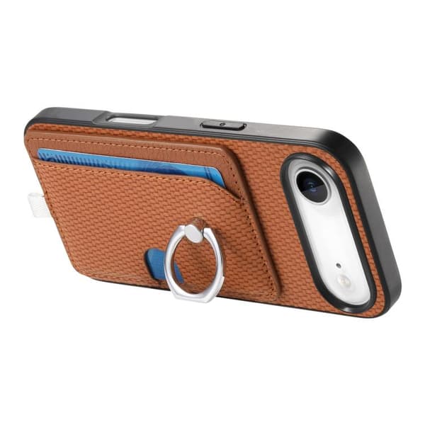 iPhone 17 Air Skal med kolfiber ring och sidofack för kort, MagSafe Brun