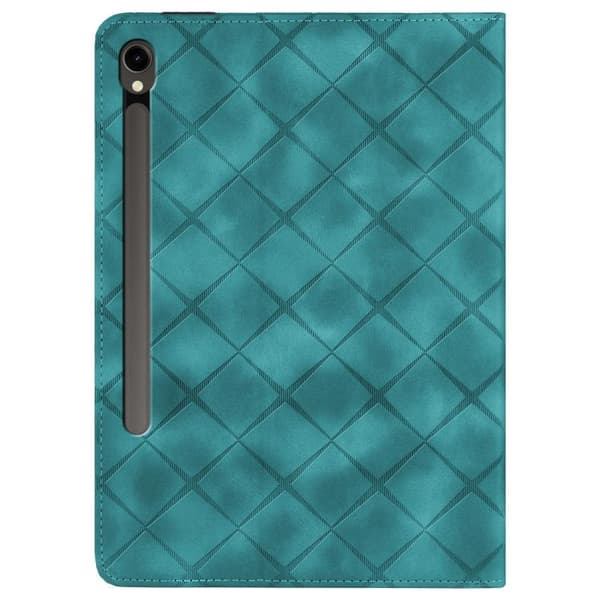 Samsung Galaxy Tab S10/S9 FE Rhombus Prägad Läderfodral Grön