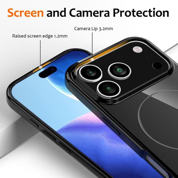 iPhone 18 Pro Max / iPhone 17 Pro Max Skal - Glansigt TPU, Stötsäker MagSafe med Lanyard Svart