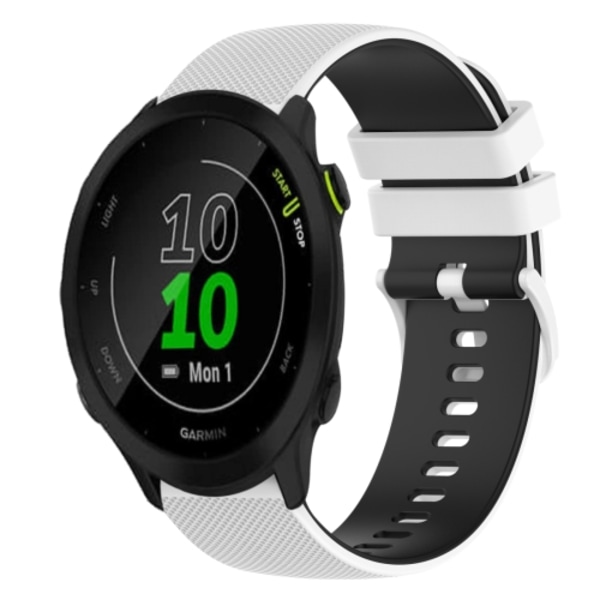 För Garmin Forerunner 55 20mm rutigt tvåfärgat watch White-Black