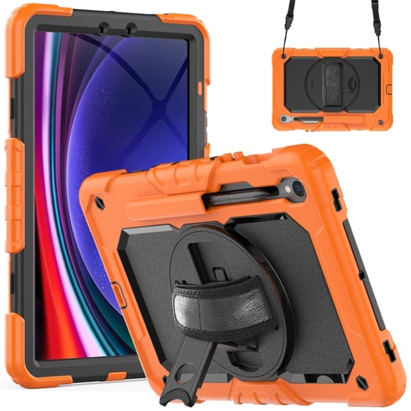 Samsung Galaxy Tab S8/S7 Silikon + PC Tabletfodral Orange+Black