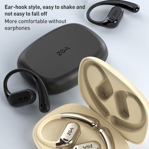 ZGA GS12 Trådlösa Bluetooth-hörlurar för öronmontering Svart