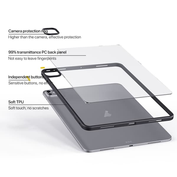 iPad Pro 11 2024 Ming Shield Series PC Hybrid TPU Skal Grå