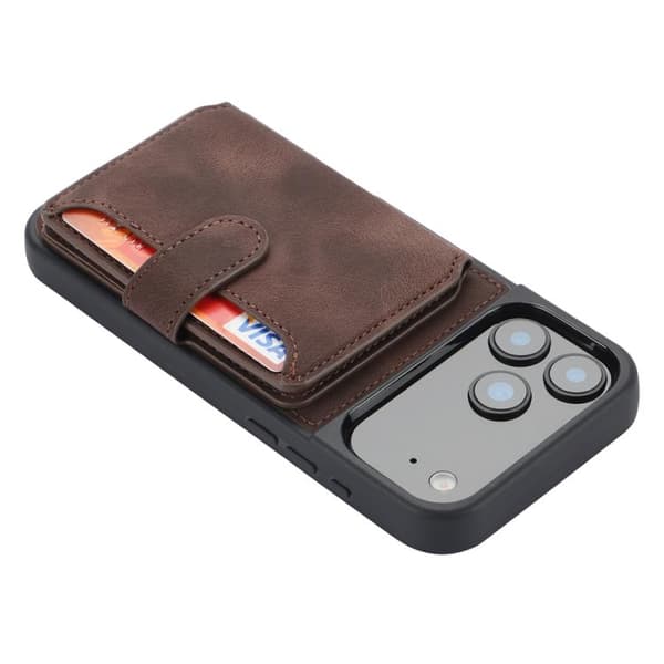 iPhone 18 Pro Max / iPhone 17 Pro Max Skal med RFID-skydd och PU-kortficka Kaffe