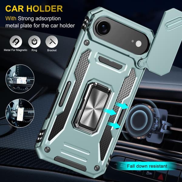 iPhone 17 Air - Armor PC + TPU Kameraskydd Skal Alpingrön