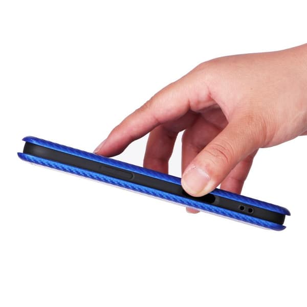iPhone 17 Air Skal läderfodral - kolfibertextur Blå