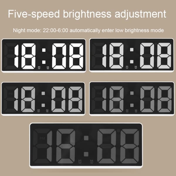 LED-väckarklocka för sängbord, batteridriven, pluggbar, dubbla funktioner (orange)