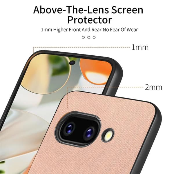 för Pixel 9a Skal i Twill Tyg och Läder Rosa