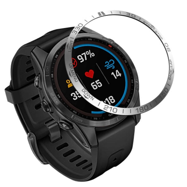 Smartwatch Urtavla Bezel Ring Cover för Garmin Fenix ​​7S Silver Ring Grey Characters