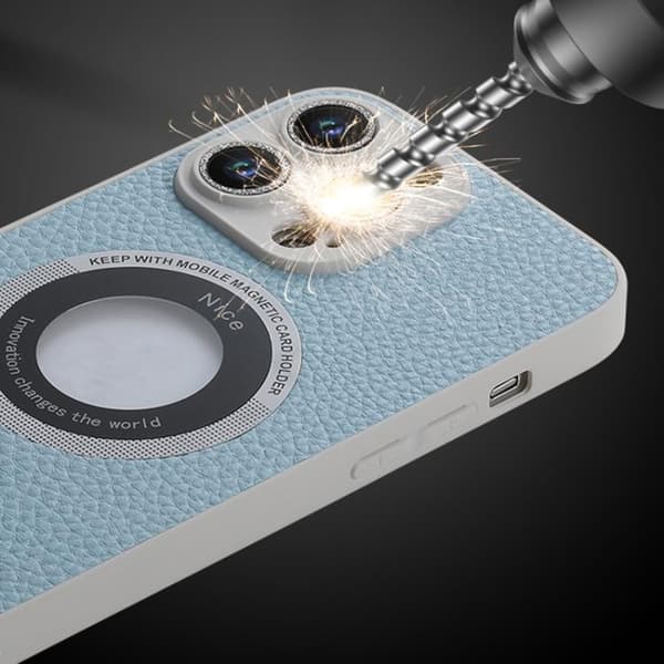 iPhone 16 Pro Max Glitter Lens MagSafe Magnetisk Skal Ljusblå