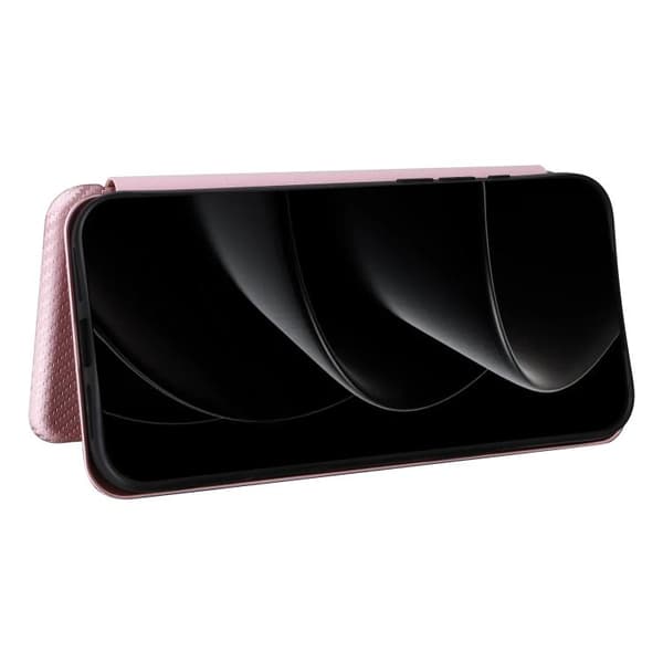 iPhone 18 Pro / iPhone 17 Pro Skal läderfodral med kolfibertextur Rosa