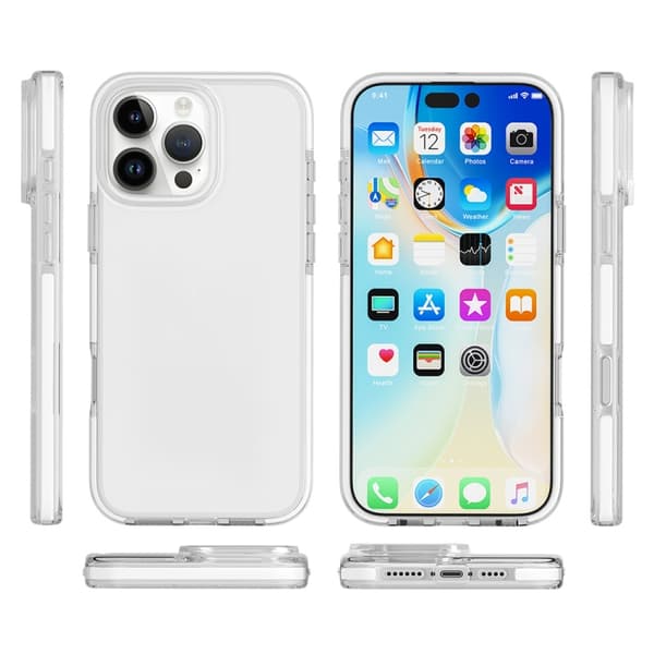 iPhone 16 Pro Max Skal Tvåfärgad Stötsäker Hög Transparens TPU Vit