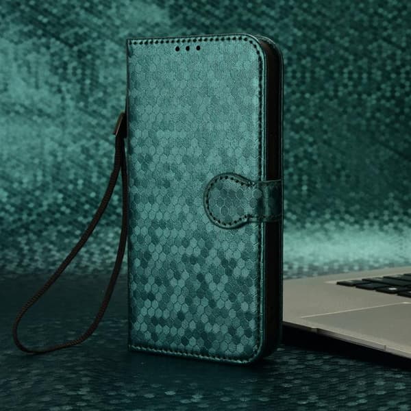 Redmi Note 14 Pro 4G - Mobilfodral i honungskaka-textur av läder Grön