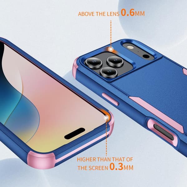 iPhone 18 Pro Max / iPhone 17 Pro Max Skal - Stötabsorberande TPU + PC Kungsblå + Rosa