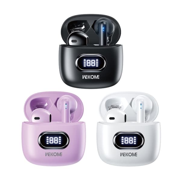 WK WS-01 Liten moln digital display trådlös Bluetooth-hörlurar Svart
