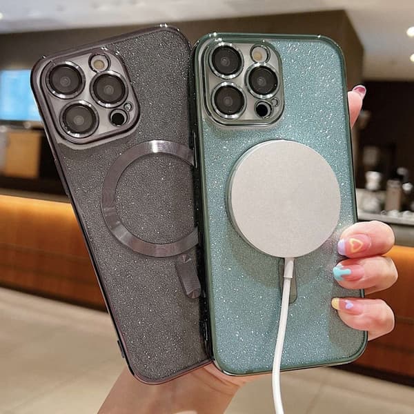 iPhone 16 Pro Max Glitter Electropläterad MagSafe TPU Skal Svart