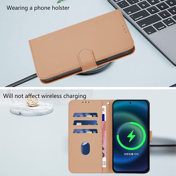 iPhone 16 Pro Skal Solid Färg med Lanyard - Läderfodral Naken