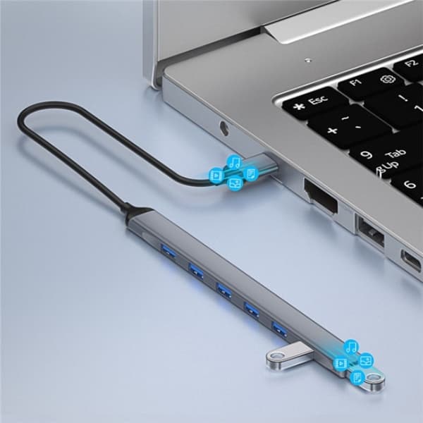 ADS-303A 7-Port USB Hub - USB 3.0 & 2.0 Expansion Dock för Snabb Dataöverföring