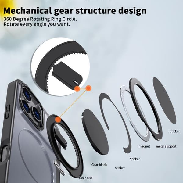 iPhone 18 Pro Max / iPhone 17 Pro Max 360-graders roterande MagSafe magnetisk skal Svart