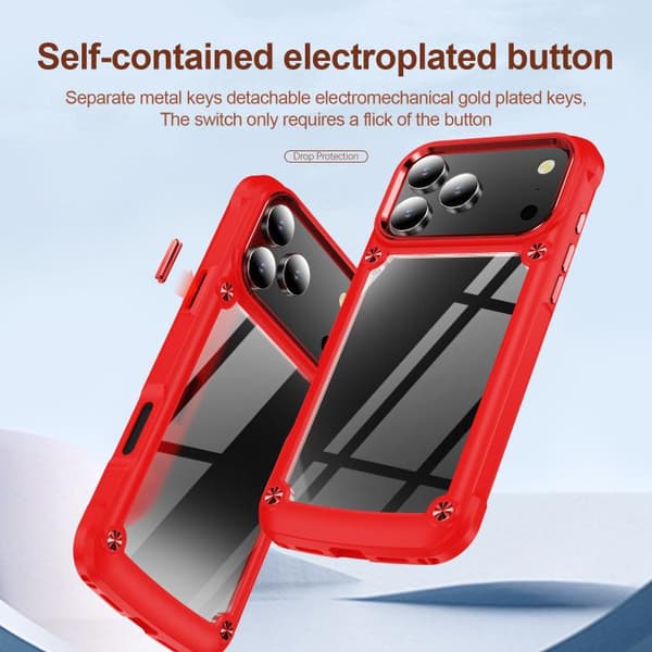 iPhone 18 Pro Max / iPhone 17 Pro Max Skal med TPU + PC Linsskydd Röd