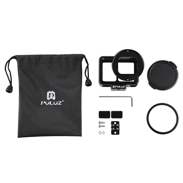 Hölje Skyddande fodral CNC Aluminiumlegering Skyddande bur med försäkringsram och 52 mm UV-objektiv för GoPro HERO7 Silver /7 White