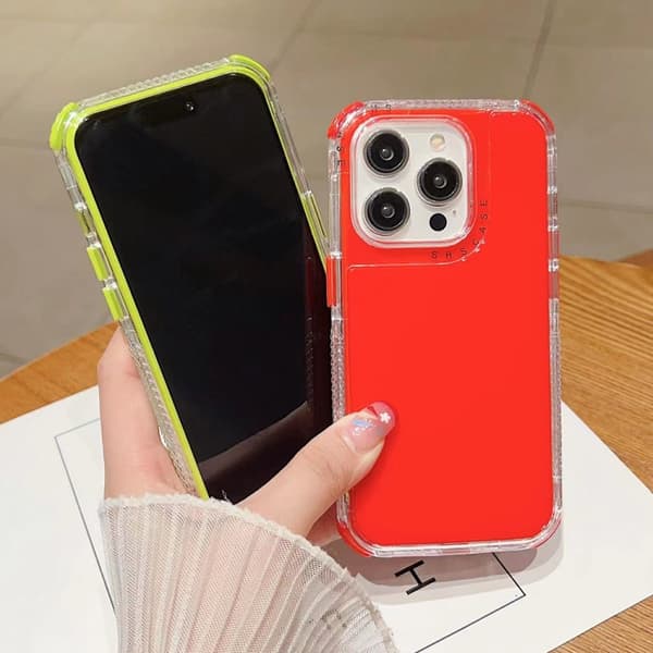iPhone 16 Pro Skal 3 1 Solid Färg Transparent Ram PC + TPU Gul