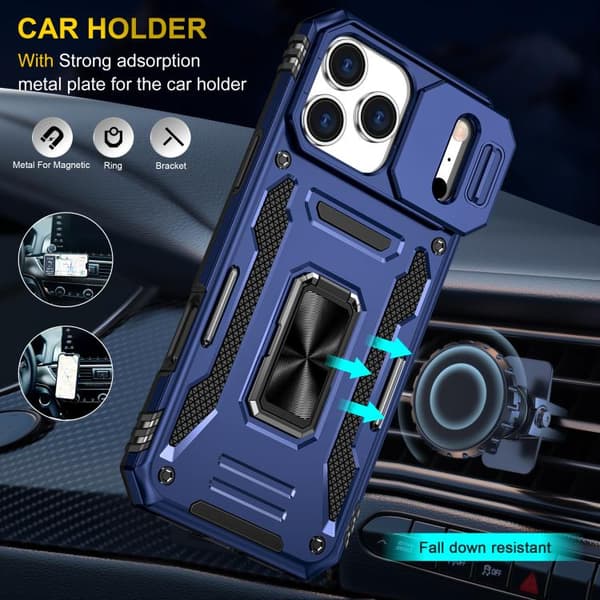 iPhone 18 Pro / iPhone 17 Pro Skal med Armor PC + TPU Kameraskydd Marinblå