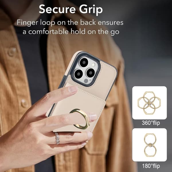 iPhone 16 Pro Max RFID Antistöld Kort Ringhållare Skal Vit