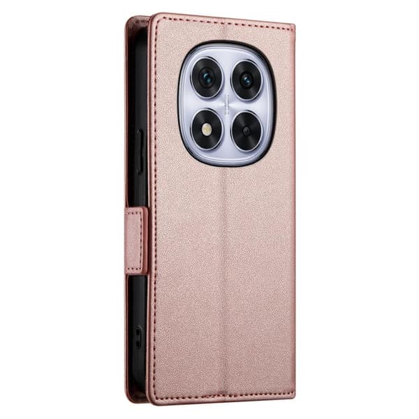 Redmi Note 14 Pro 4G - Magnetisk Frostad Läderfodral med Sidobuckle Roséguld