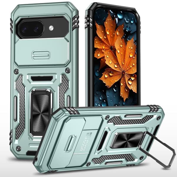 för Pixel 9a Skal med Armor PC + TPU Kameraskydd Alpingrön
